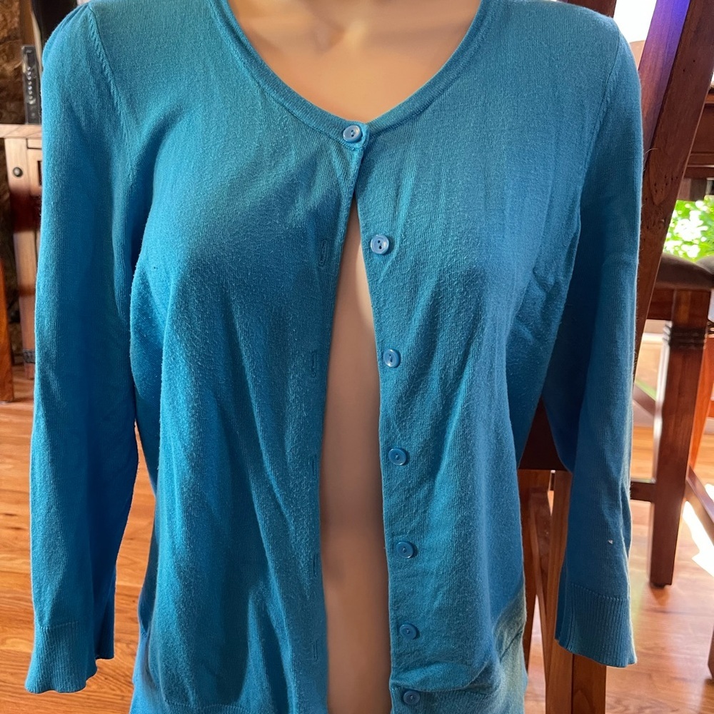 Halogen blue cardigan large - needs repair